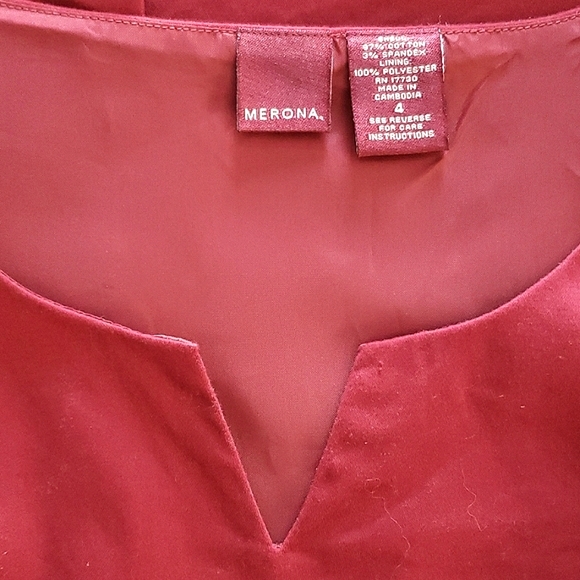 2 SHIFT DRESSES LINED BURGUNDY & OTHER IS CREAM BROWN TURQUOISE V NECKS SIDE ZIP - Picture 8 of 13